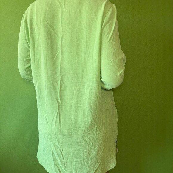 Neon green twist front European tunic shirt - Picture 4 of 6